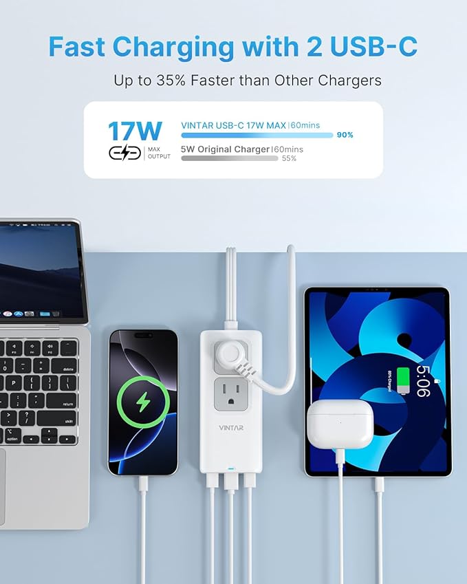Universal Travel Adapter Kit, VINTAR International Power Adapter with 5ft Extension Cord, 2 Outlets and 3 USB, Type A/C/D/G/I/M Plug for EU/UK/India/Africa/US, Power Strip for Travel Home Cruise Ship