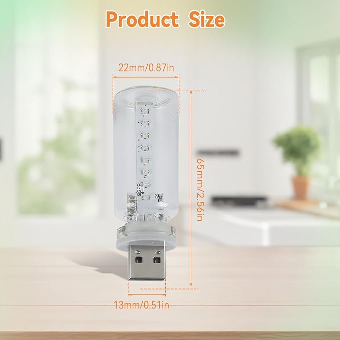 5Pcs Mini Retro Car Light, 10 Modes, Transparent Shell USB LED Car Interior Atmosphere Lamps, Touch-Control Portable Plug-in Glass Bottle Ambient Night Light for Camping Bedroom Party