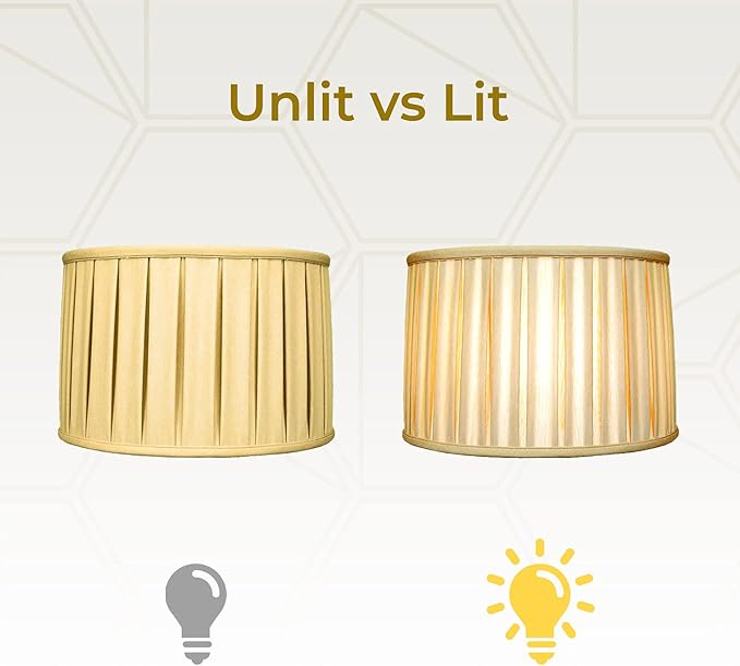 Royal Designs, Inc. Shallow Drum English Box Pleat Basic Lamp Shade, Antique Gold, 15 x 16 x 10 (Spider), Set of 2