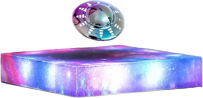 Levitating UFO Lamp with Floating RGB Galaxy Light – 360 Degree Automatic Rotating LED Desk Decor for Room & Office, Cool Gadget with Color Changing Effects