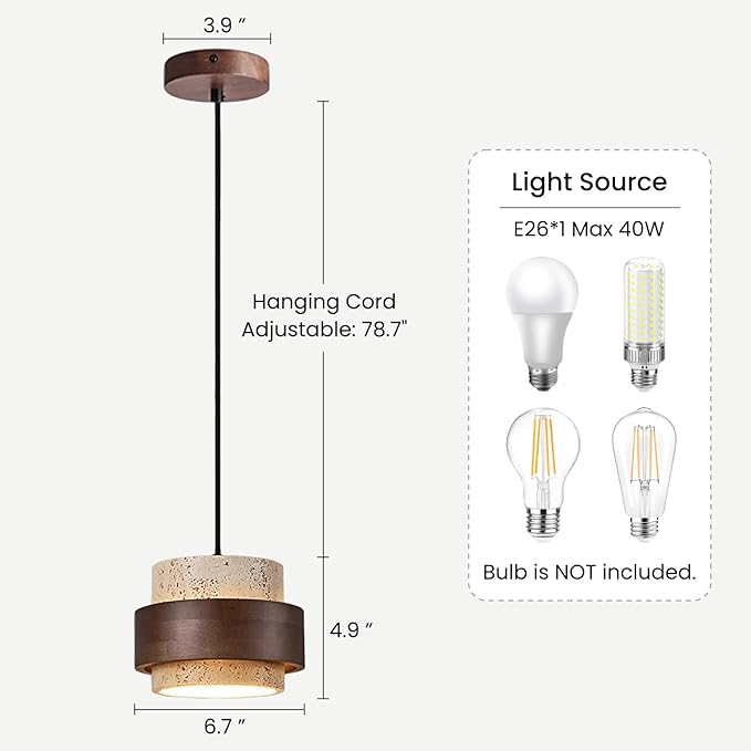 Wabi Sabi Pendant Light Nordic Natural Stone Chandeliers Concrete Simple Light Fixture for Dining Room Bedside Kitchen Island Hallway