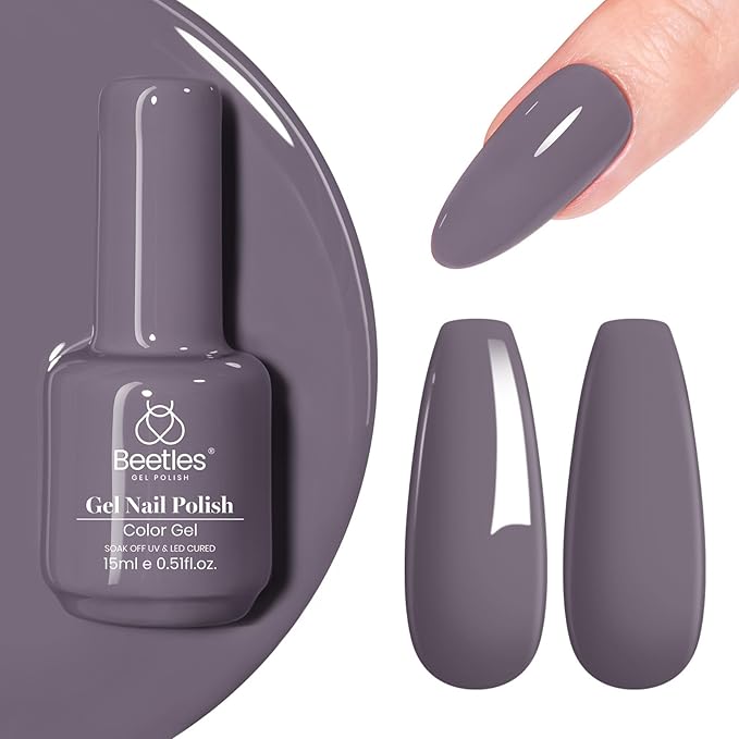 Beetles Purple Grey Gel Polish - 1 Pcs 15ml Grayish Purple Gel Polish Stormwatch Color Soak Off Uv Nail Lamp Nails Art Manicure Salon DIY Design Decoration at Home