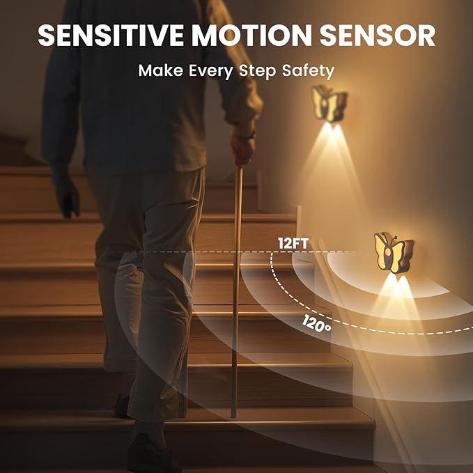 LOFTEK Motion Sensor Night Light, Rechargeable Stair Lights, Wireless with Magnetic Stick on Wall Light for Hallway, Bathroom, Bedroom, Kitchen, Portable for Outdoor Camping, Warm White, 1 Pack