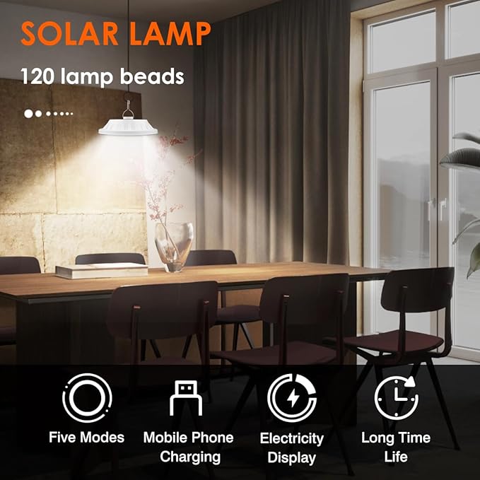 USB Solar Camping Light Remote Tent Light 2 Pack - 4000LM Portable LED Rechargeable Camping Lantern Hanging Waterproof Emergency Light for Camping, Hiking, Power Failure, Hurricane (120 LEDs)