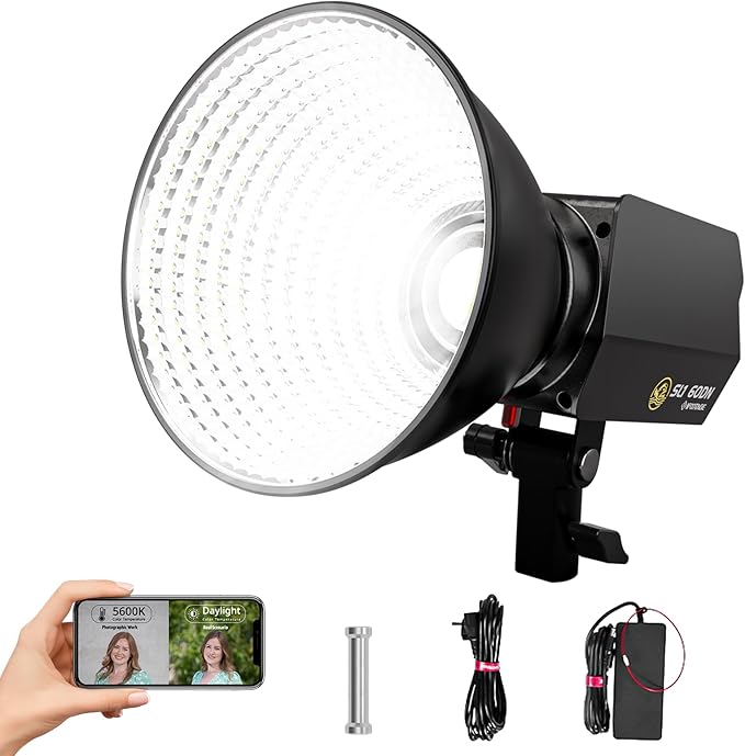 IFOOTAGE COB Video Light SL1 60DN,70W Continuous Output Lighting, 5600K Daylight Bowens Mount Lights,CRI 98,TLCI 99,12200 Lux,Blueteeth APP Control, Support AC Adapter,Type-C Charge Cable