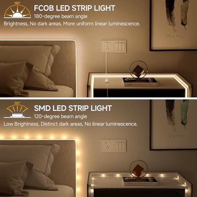 BTF-LIGHTING FCOB COB FOB LED Strip Lights 5V USB Powered 6.56FT 640LEDs Natural White 4000K 8mm Width Dimmable CRI 90+ with 3M Tape Flexible High Density for 3D Printer TV Backlight PC DIY Decor