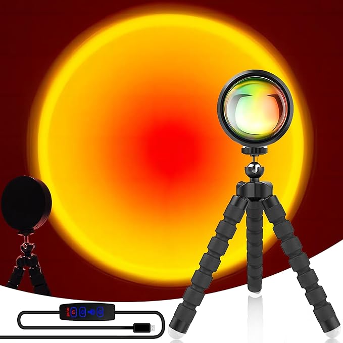 Sunset Lamp Led Lights for Bedroom Aesthetic Room Decor Night Light Living Room Sun Sunlight Projector Christmas Decorations Gifts Party Orange