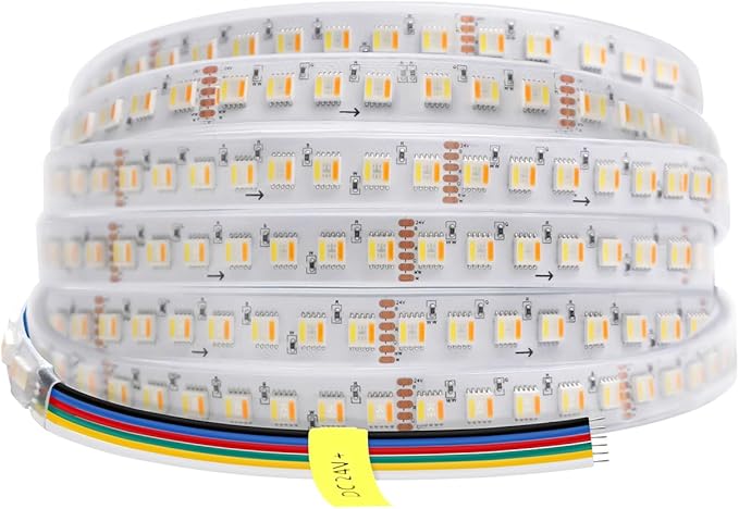 Densest 560 LEDs and Brightest 5 in 1 Outdoor RGBWW LED Strip 24V Waterproof IP67 RGBCCT LED Tape Light 16.4FT
