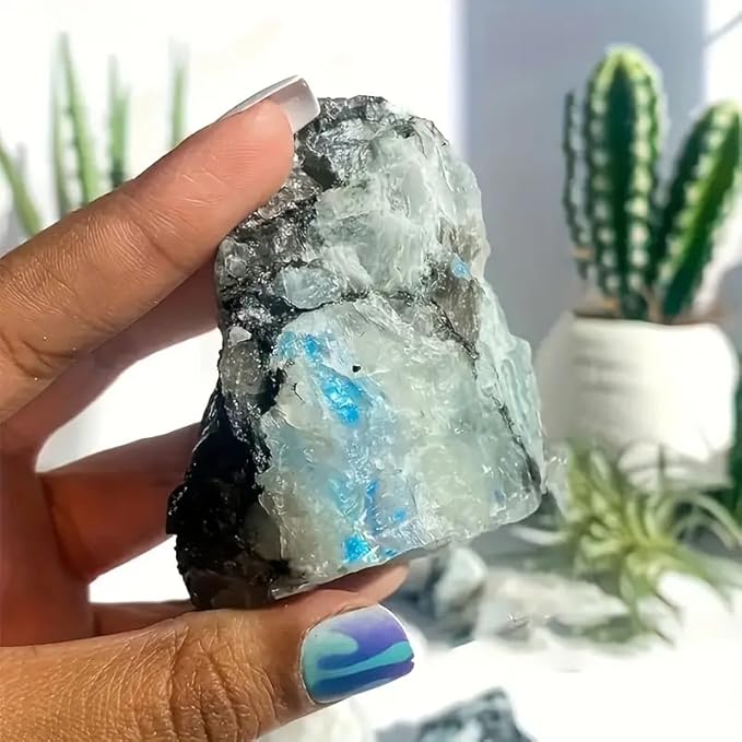 Zenkeeper 1Lb Moonstone Crystal Stone Natural Raw Stones and Fountain Rocks for Tumbling, Cabbing, Polishing, Wire Wrapping, Wicca and Reiki Crystal Healing
