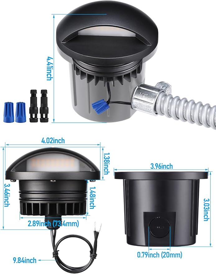LEONLITE 5W Well Lights Landscape LED, Low Voltage Inground Lights Outdoor, 1800K/2700K/3000K/4000K/5000K Adjustable, Aluminum, ETL Listed, IP67 Waterproof, 12-24VAC/DC, CRI90, 150lm, Black, Pack of 6