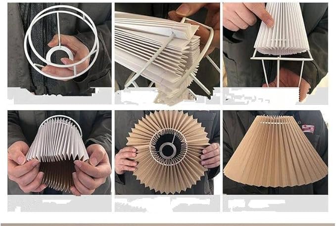 2PCS Paper Lampshade Small Pleated Lampshade,PVC Table Lamp Chandelier Nightlight Pleated Lampshade Fabric Light Cover for Office Bedroom Living Room (White, 80mm*235mm*160mm)