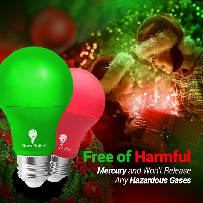6 Pack BlueX LED A19 Red Light Bulbs - 9W (60Watt Equivalent) - E26 Base LED Bulb, Party Decoration, Porch, Home Lighting, Holiday Lighting, Decorative Illumination LED Bulb Non-Dimmbale