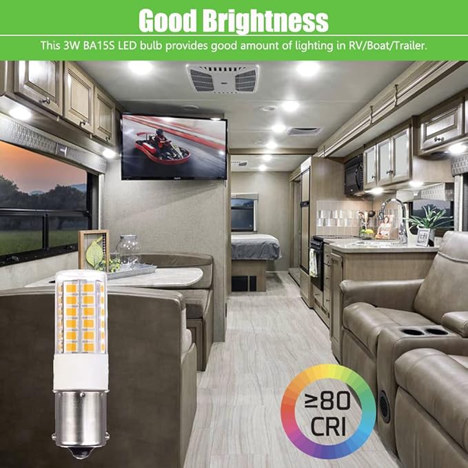 BA15s Single Contact Bayonet LED 12V S8 1141 1156 LED Light Bulb 3W 6000K for Outdoor Landscape Lighting Path Deck Lights RV Lighting White Color 6pcs