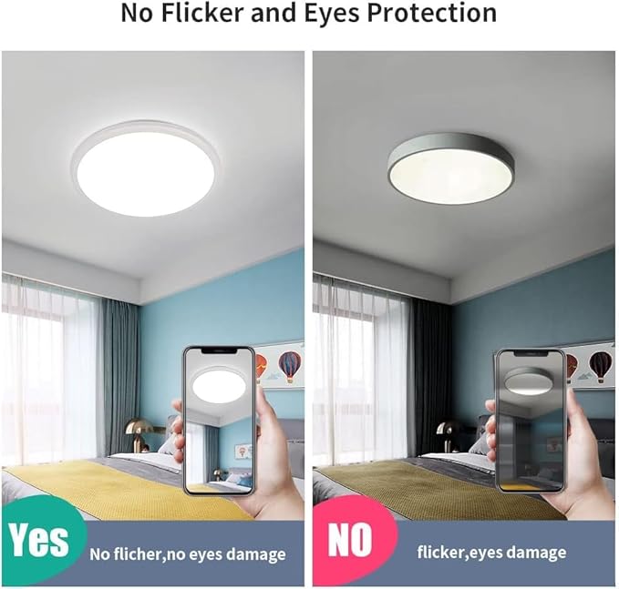 DELIPOP 4 Pack 12 Inch LED Flush Mount Ceiling Light, 24W Surface Flat LED Ceiling Light for Indoor/Outdoor, IP54 Waterproof Round Ceiling Light Fixture for Bathroom, Bedroom, Kitchen, Hallway