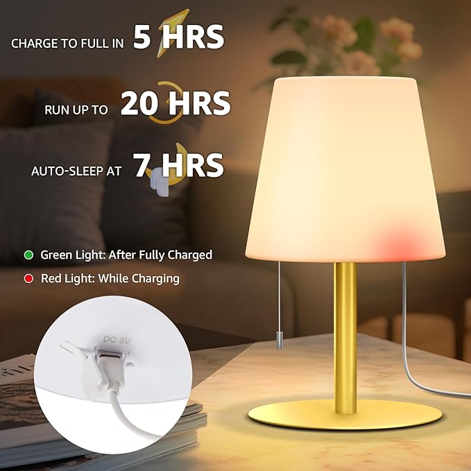 uuffoo Shower Lamp Waterproof Warm White & RGB Shower Light Dimmable LED Rechargeable Table Lamp Cordless Outdoor Lamps Portable for Indoor Outdoor Bathroom Home Patio H9.8in D6.3in (Gold)
