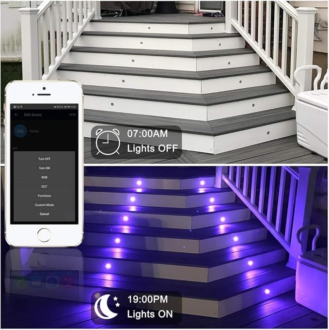 LED Recessed Deck Light Kits-10 Pack φ31mm WiFi Bluetooth Smart Control Low Voltage RGBW Deck Lights Outdoor IP67 Waterproof for Steps, Floors, Yard, Path Decor, Work with Alexa & Google Assistant
