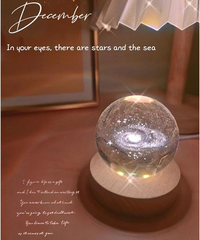 3D Crystal Ball Night Light Mood Lighting Cozy Comfort Gifts Home Decor lamp for Bedroom Space Lamps Happy Cozy Comfort Gifts (Rain Clouds)