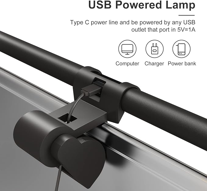 Monitor Light Bar, Fit for Curved/Flat Monitor, Eye-Care USB Reading LED Task Lamp with Touch Control, No Screen Glare Dimmable Desk Lamp Computer Monitor Light Bar for Screen Home Office