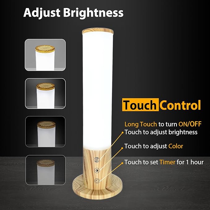 Light Therapy Lamp 10,000 Lux Happy Sunlight Lamps UV-Free with 3 Color Temperatures, Adjustable Brightness,Timer & Memory Function, Sun Lamp, Full Spectrum Light for Home, Office