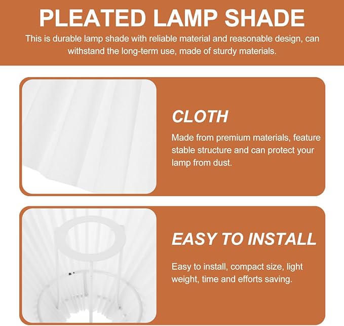 NUOBESTY Pleated Lamp Shade Table Lamp Shade for Bedroom Living Decorative White for Home Office