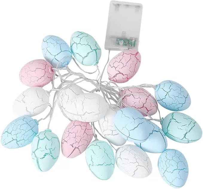 LED Colorful Light String, 1.5m Long, 10 Lights, Egg Shape Size: 1.77 * 1.77 * 2.36. for Easter Egg Dyeing, Festival Atmosphere Battery Light String.