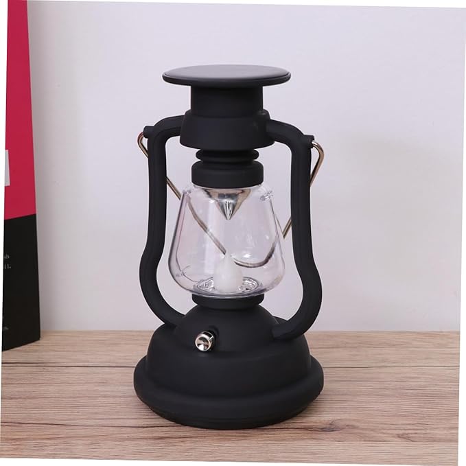 POPETPOP Rechargeable Solar Retro Horse Light Portable Camping Lantern with Hand Power Generation Multi Function Tent Light for Hiking Emergency Outdoor Use Black