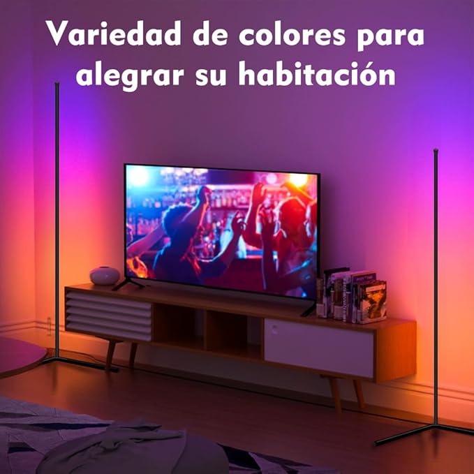 YHW RGB Corner Floor Lamp, Smart App and Remote Control Color Changing Ambience Light Music Sync, LED Lamp with 16 Million Colors for Bedroom, Living Room Gaming Room.