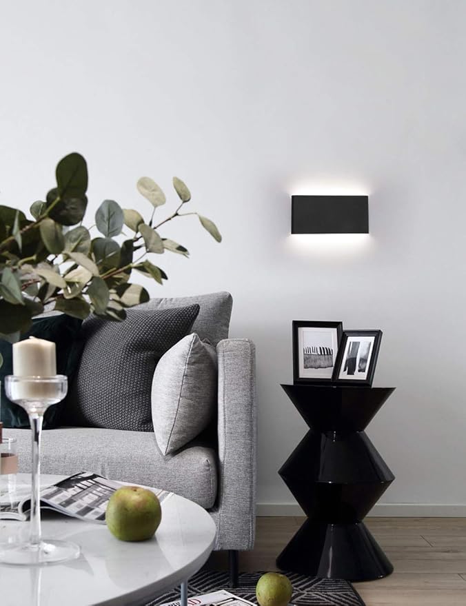 Joosenhouse Black Hallway LED Wall Lamps for Bedroom 10Watt, Modern Up and Down Stairwell Bedside Sconce Wall Decor Light Fixtures Indoor 12 Inches