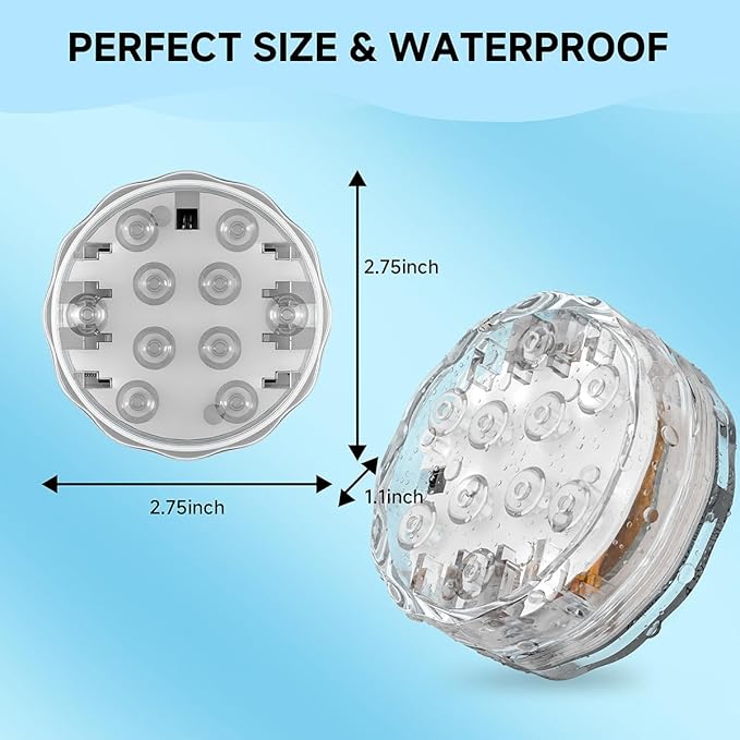 BOKKY 2 Pack RGB Waterproof Shower Light with Multi Color Convertible Wireless LED Shower Lamp - Ideal for Bath, Shower, Spa, Vanity Lamp, Pond, Party