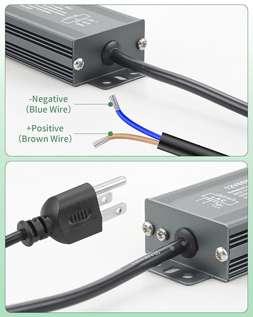 12V LED Driver 60W 10.8FT 12V LED Power Supply 5A 110V AC to DC Converter 12Volts Transformer Waterproof IP68 Ultra Thin Adapter 12 V 5A Power Supply 60Watts for LED Strip Light Surveillance Camera