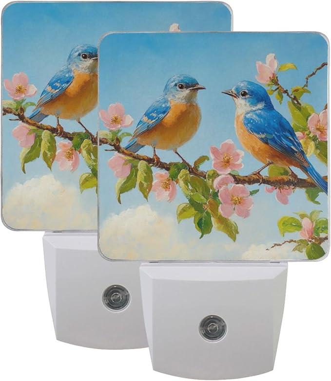Spring Bird Night Light 2 Pack Dusk to Dawn Sensor Led Lamp for Women Men Night Lights Plug into Wall Decor for Bedroom Kitchen Corridor, 0.5W