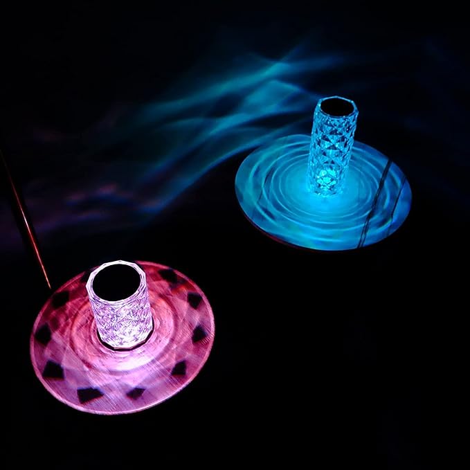 Crystal Lamp, Crystal Table Lamp Rose Crystal Lamp USB Diamond Table Lamp 16 Color Changing Touch Crystal Lamp (C)