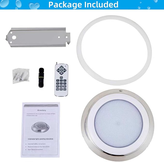 11.81in LED Pool Light Color Change for Inground Pool, Underwater Wall-Mounted Pond Light Submersible RGB Led Light Swimming Pool Light 12V 36W with Remote IP68 Waterproof