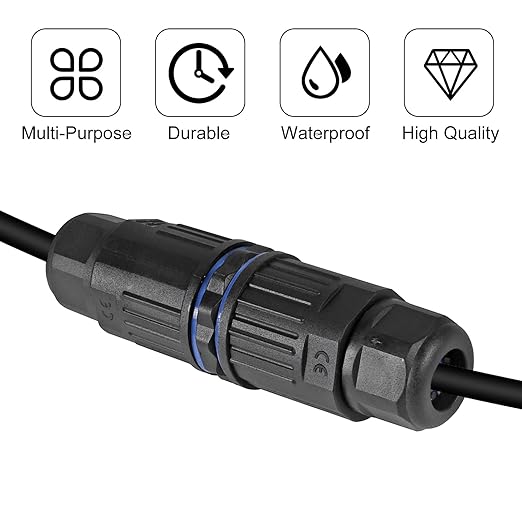 6pcs IP68 Waterproof Junction Box, Outdoor Electrical Cable Connector for 3.5-10mm Wire Range(AC 250V, 16A), Quick Screwless Installation (2003-3Pin)