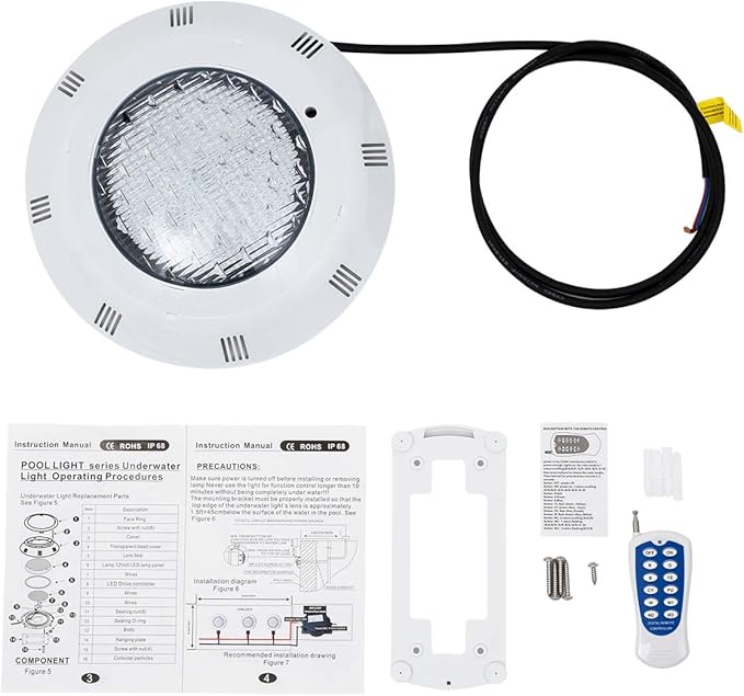 LED Pool Light, 12V 45W RGB 11 Color Changing Modes Underwater Pool Light for Inground Pool with Remote Control, E26 Replacement Bulb Pool Light Fixtures for Swimming Pools Aquariums Fountains Ponds