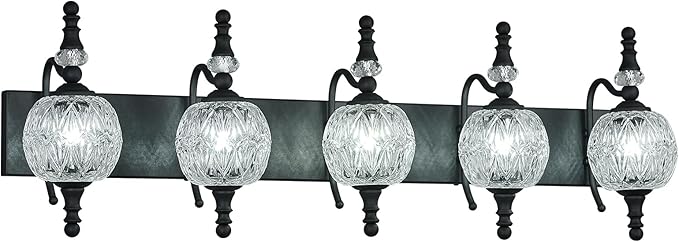 Modern Crystal Bathroom Vanity Lights Fixtures Over Mirror Black Vintage 5-Lights 36 Inch Bathroom Light Fixtures Glass Crystal Vanity Lights