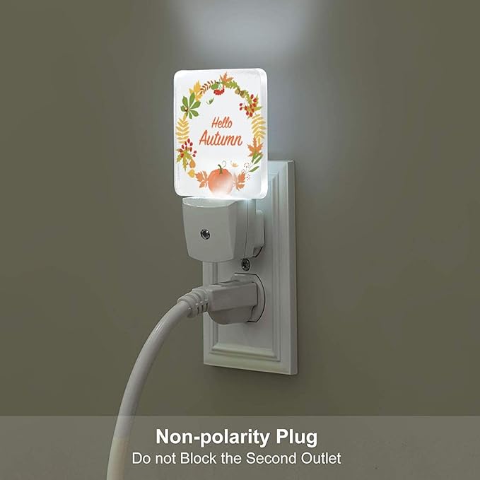 Hello Autumn Night Light,Plug Into Wall with Dusk to Dawn Light Sensors, Warm Nightlights for Bedroom, Bathroom, Hallway, Kitchen, Gifts Ideal for Boys Girls Women Men