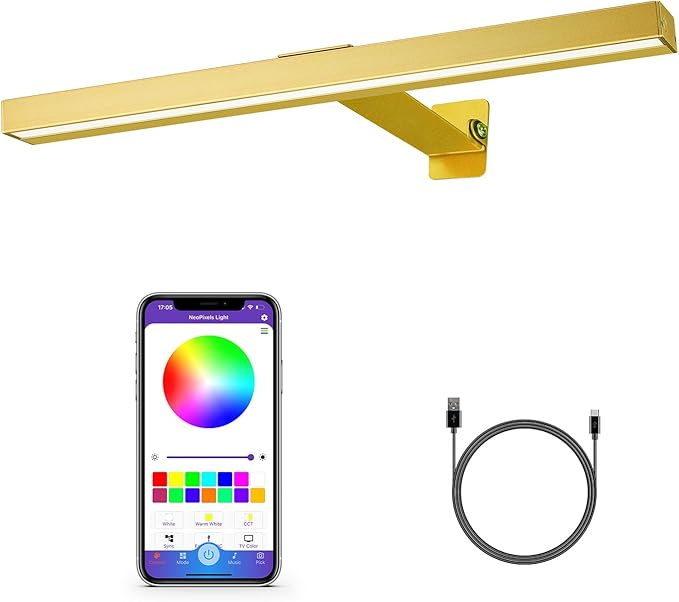 MIOBLUE LED Picture Light with App Control, 16in Battery Painting Display Lamp with APP Music Sync Dynamic Modes Artwork Light for Frame Portrait