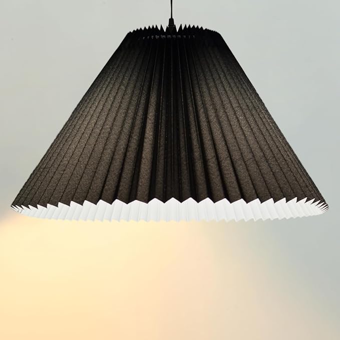 Large Pleated Lamp Shade for Arc/Arched Floor Lamps Replacement spider lampshade 5.9"Top X 21.5"Bottom X 13.8"High-Black