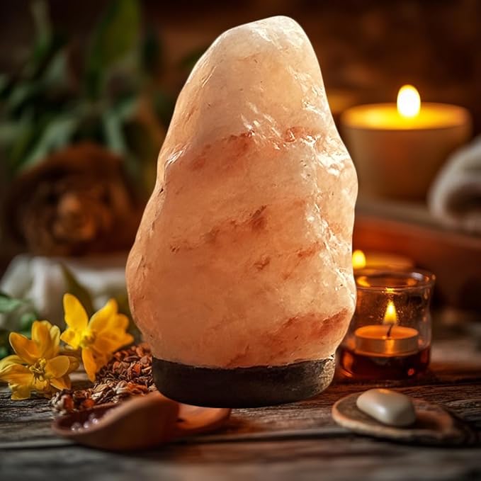Mini Natural Salt Rock Lamp 7 Colors,Himalayan Night Light Color Changing，USB Salt Rock Lamps,Premium Wood Base， for Home Decor，Unique Gift