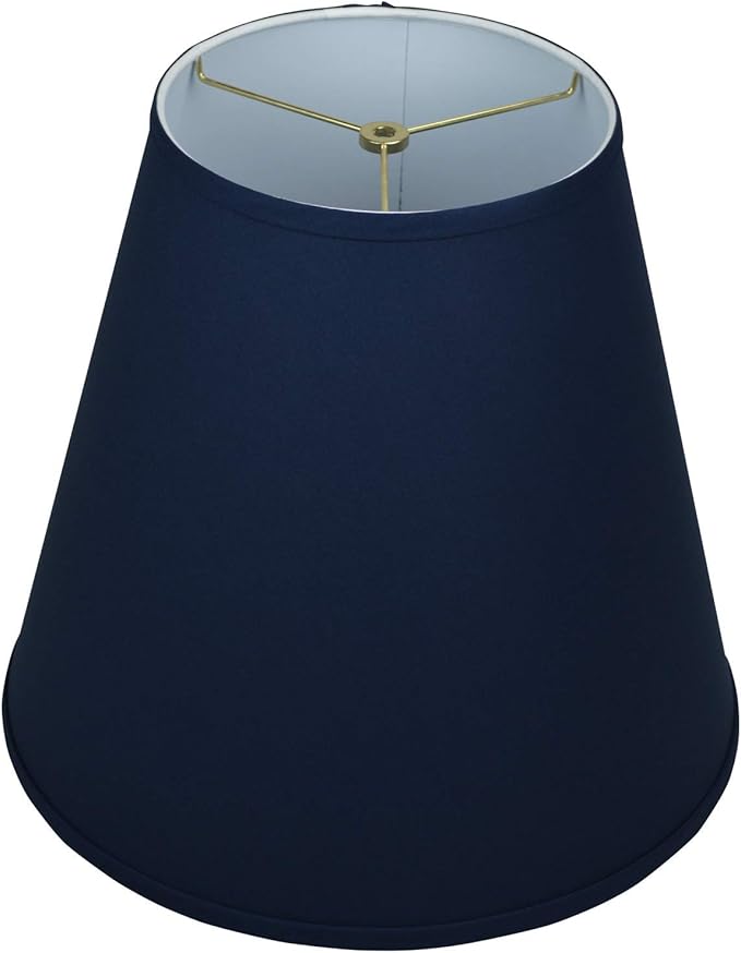 FenchelShades.com Lampshade 9" Top Diameter x 16" Bottom Diameter x 15" Slant Height with Washer (Spider) Attachment for Lamps with a Harp (Linen Navy Blue)