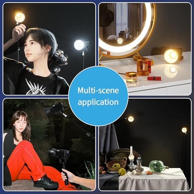 LED Video Light, 60W Mini COB Continuous Output Lighting Studio Photography Light, 2700K-7500K, CRI>96, TLCI>97, 2.4G/APP Control, 8 Lighting Effects (1 Pack, White)