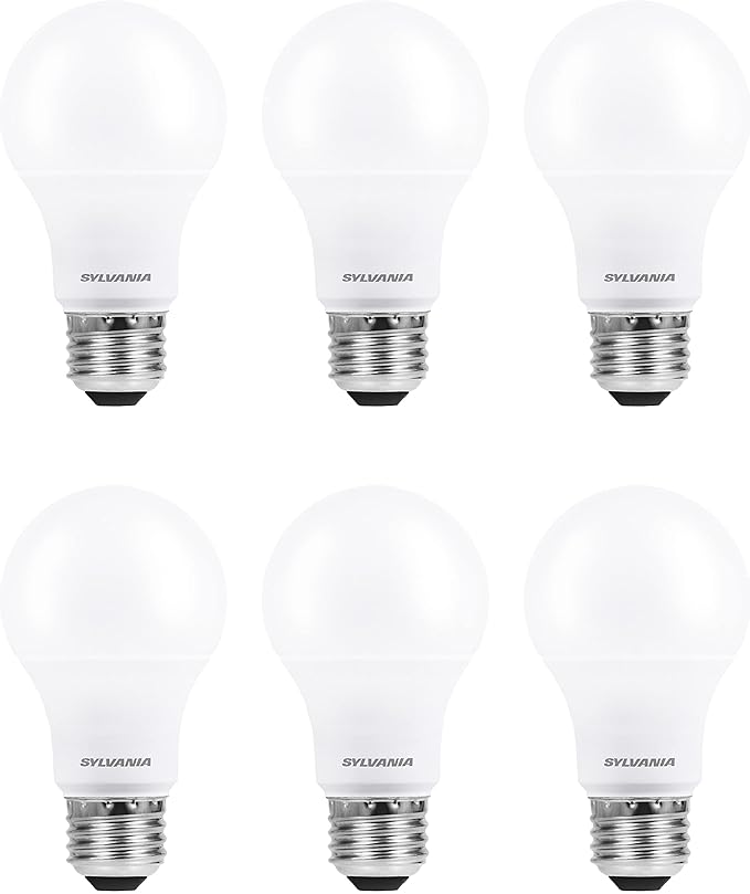 SYLVANIA ECO LED A19 Light Bulb, 100W Equivalent, Efficient 14.5W, 7 Year, 1450 Lumens, Non-Dimmable, Frosted, 2700K, Soft White - 6 Pack (40885)