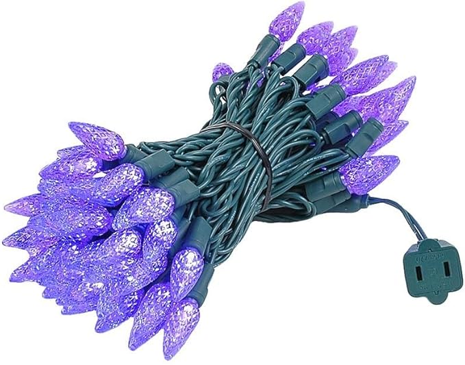 Novelty Lights 24FT 70 LED C6 Christmas String Lights, Outdoor Tree Commercial Grade Permanent Decorations (Purple)