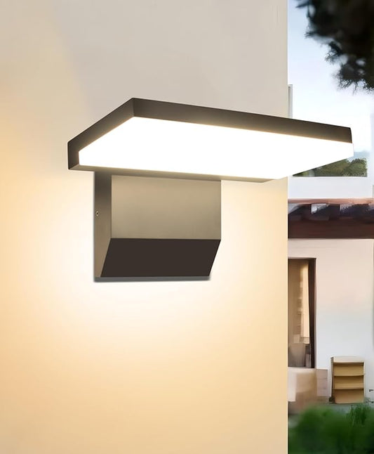 Modern Outdoor Wall Light, 18W 1980LM Black Aluminum Patio Wall Sconce IP65 Waterproof LED Porch Lights 3000K Foldable Exterior Lighting Fixtures for House Garden Garage