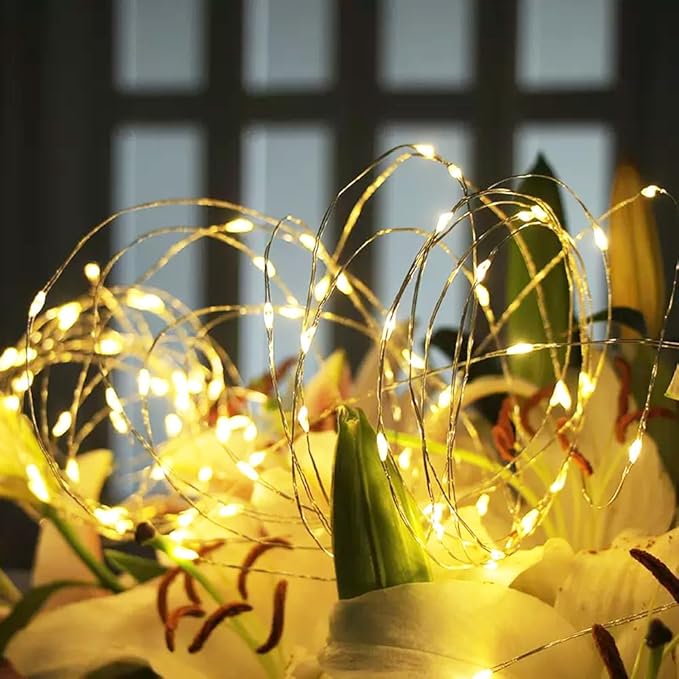 2 Pack USB Fairy Lights USB Powered String Lights Warm Yellow 5 Meters 50 lamp Beads Led Christmas Lights Fairy String Lights led Light String (Warm Yellow)