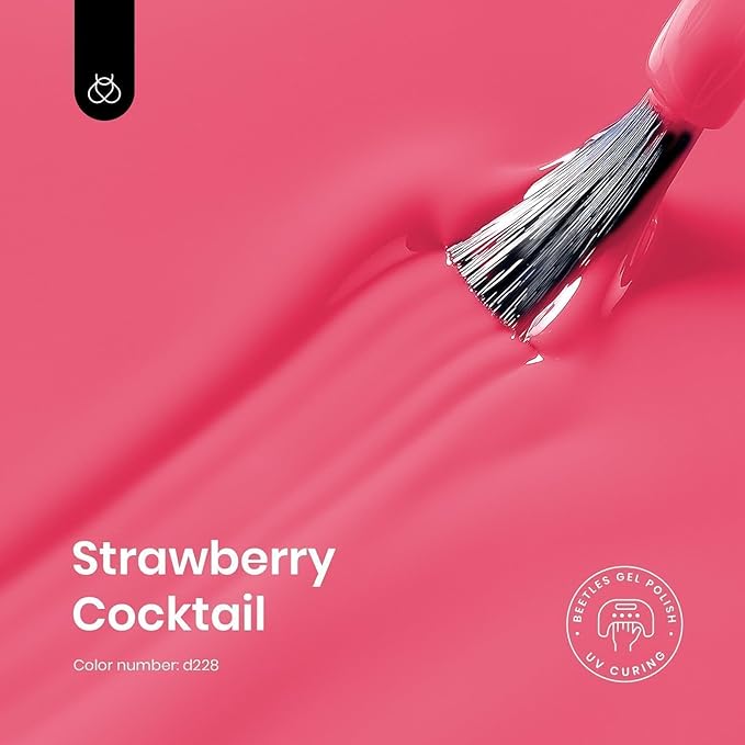 Beetles Pink Gel Polish - Strawberry Cocktail 15ML/0.51Fl Oz, Light Pink Gel Nail Polish, Soak Off UV LED Lamp Nail Art, Long-Lasting Manicure Salon DIY Home Spring Nails - Gifts for Her