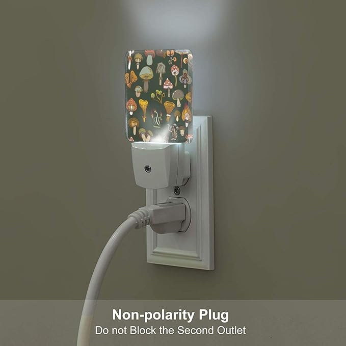 Various Mushrooms Night Light,Plug Into Wall with Dusk to Dawn Light Sensors, Warm Nightlights for Bedroom, Bathroom, Hallway, Kitchen, Gifts Ideal for Boys Girls Women Men