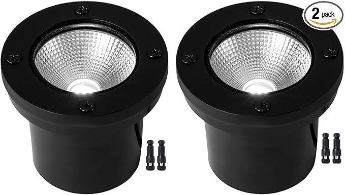 EAGLOD 12W LED Well Light, Low Voltage Landscape Lights,12V-24V Outdoor In Ground Lights, IP67 Waterproof Landscape Lighting with Honeycomb Version 5000K White for Garden,Driverway… (2 Pack)
