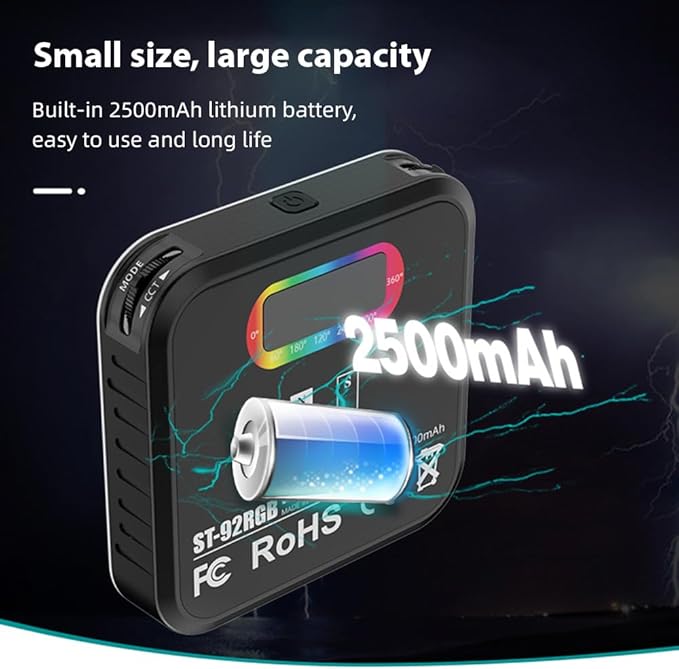 Andoer Magnetic Pocket RGB Video Light Photography Fill Light 2500K-9000K Dimmable 20 Lighting Effects Video Conference Light for Computer Tablet Mobile Phone DSLR Camera with Clip Cold Shoe Adapter